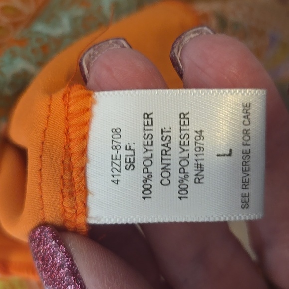 BOHO Orange PAISLEY ON OR OFF SHOULDER HI LO FUN LARGE DRESS - Picture 6 of 7